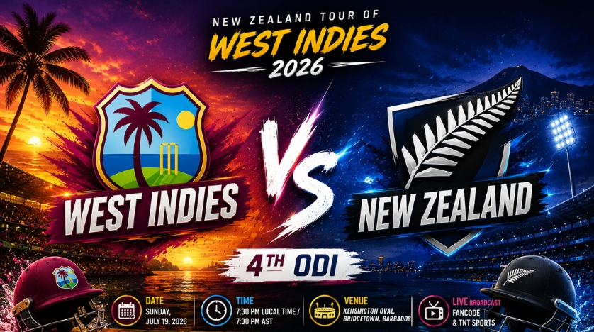 West Indies vs New Zealand, 4th ODI, New Zealand tour of West Indies, 2026