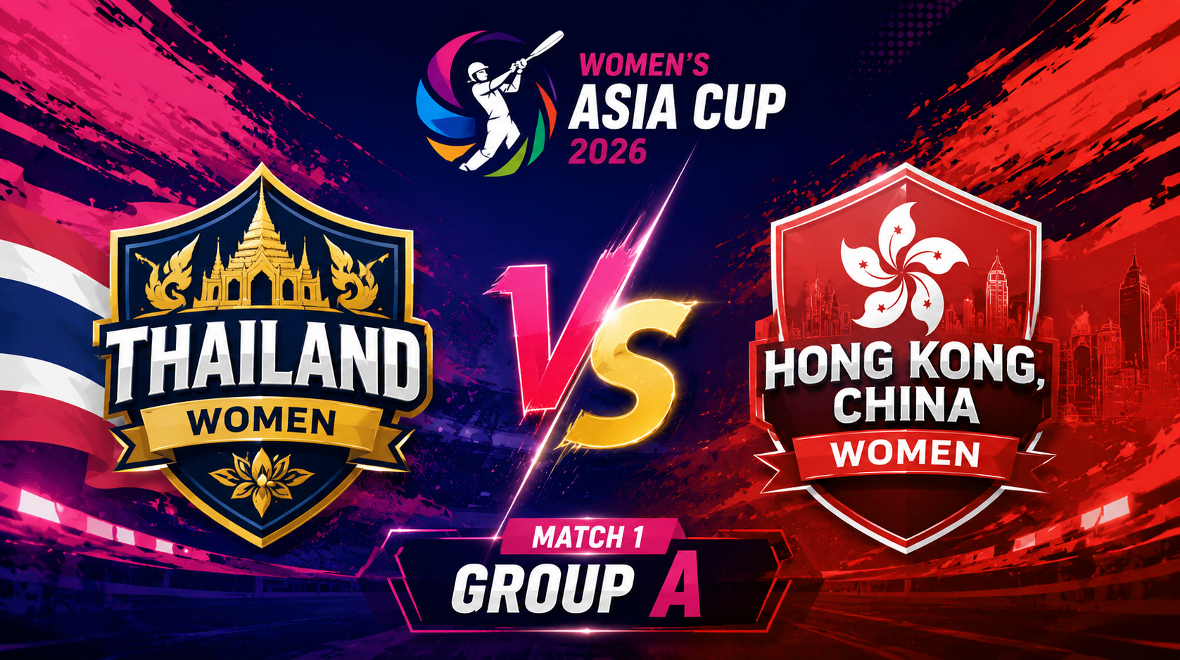 Thailand Women vs Hong Kong, China Women, Match 1, Group A, Women's Asia Cup 2026