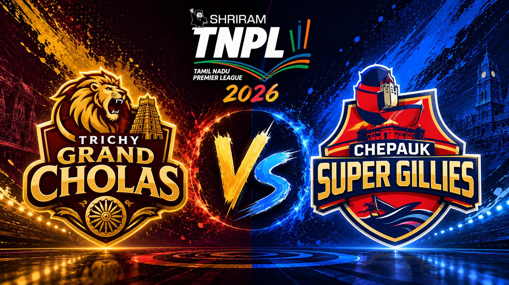 Trichy Grand Cholas vs Chepauk Super Gillies, 26th Match, Tamil Nadu Premier League 2026