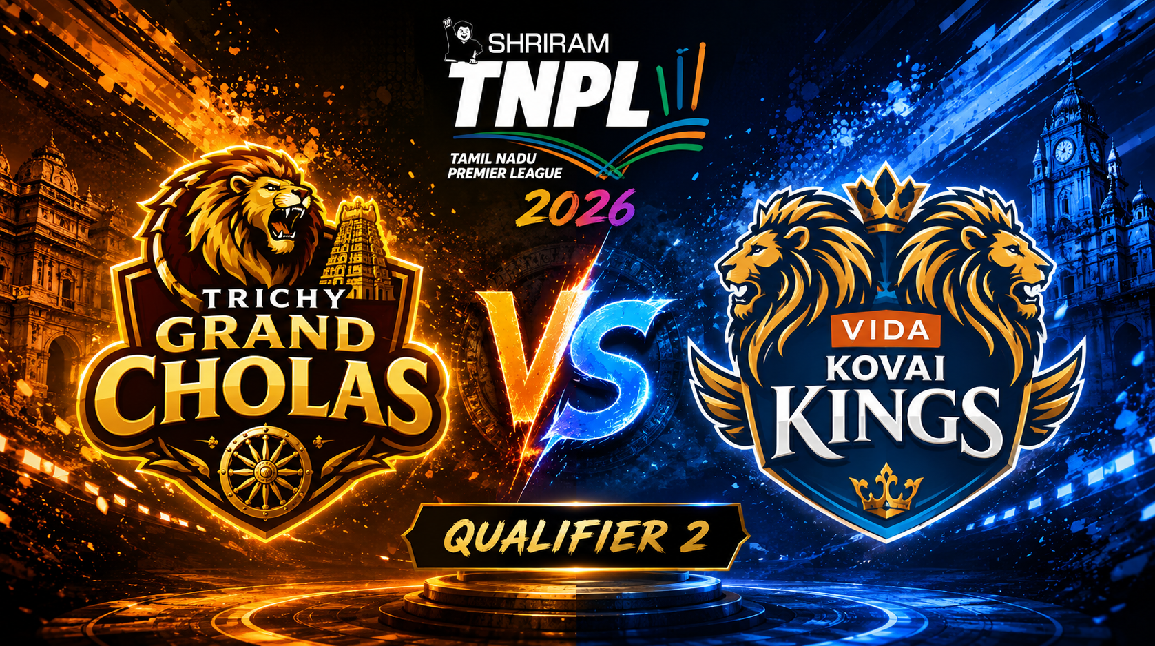 Trichy Grand Cholas vs Vida Kovai Kings, Qualifier 2, Tamil Nadu Premier League 2026