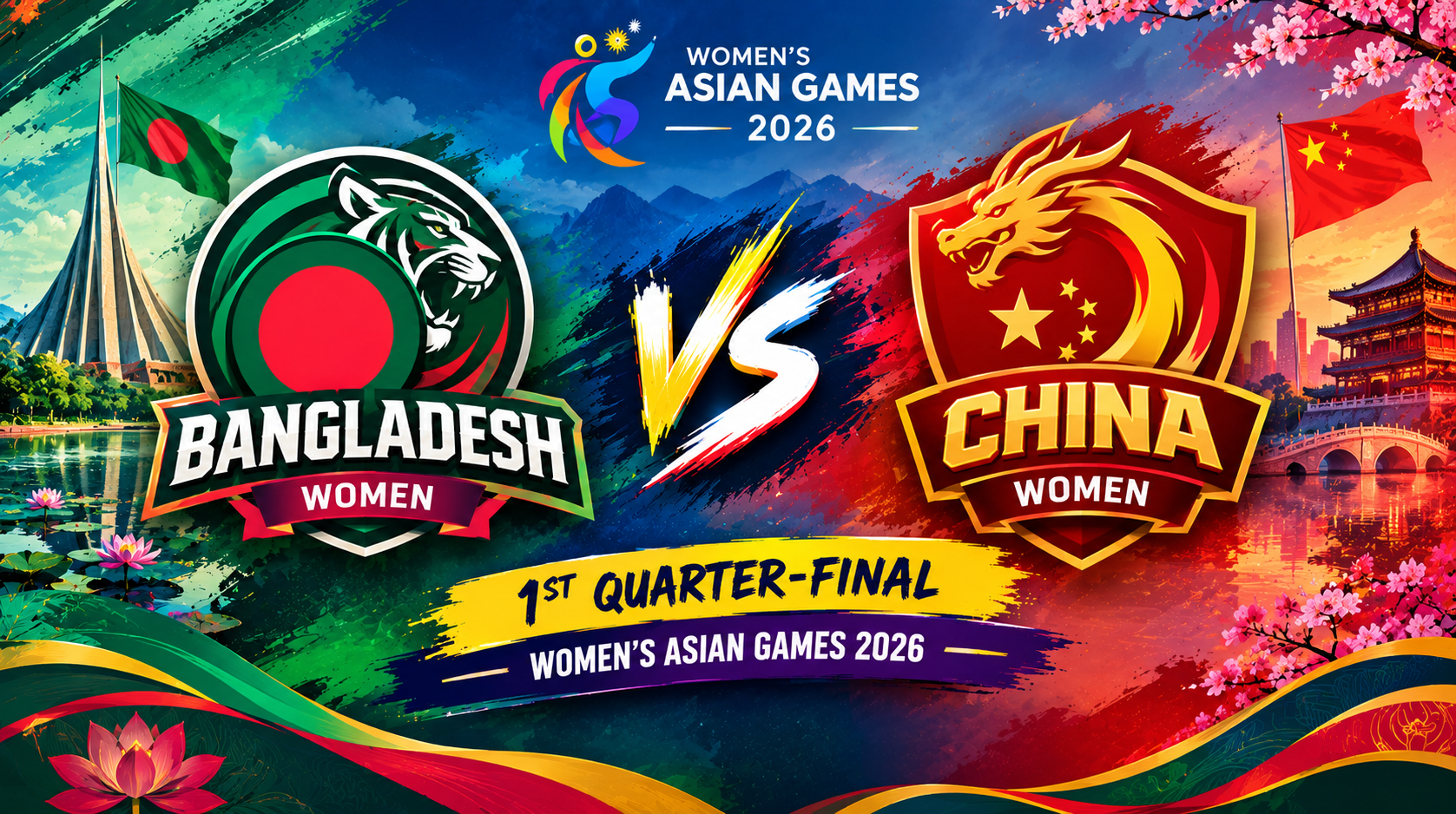 Bangladesh Women vs China Women, 1st Quarter-Final, Women's Asian Games 2026 