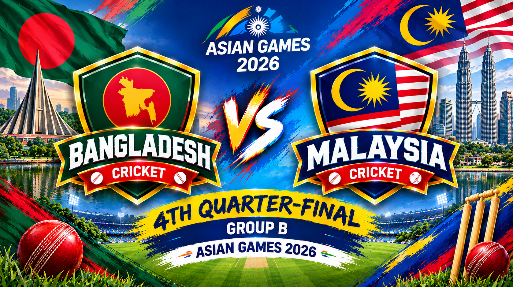 Bangladesh vs Malaysia, 4th Quarter-Final, Asian Games 2026 
