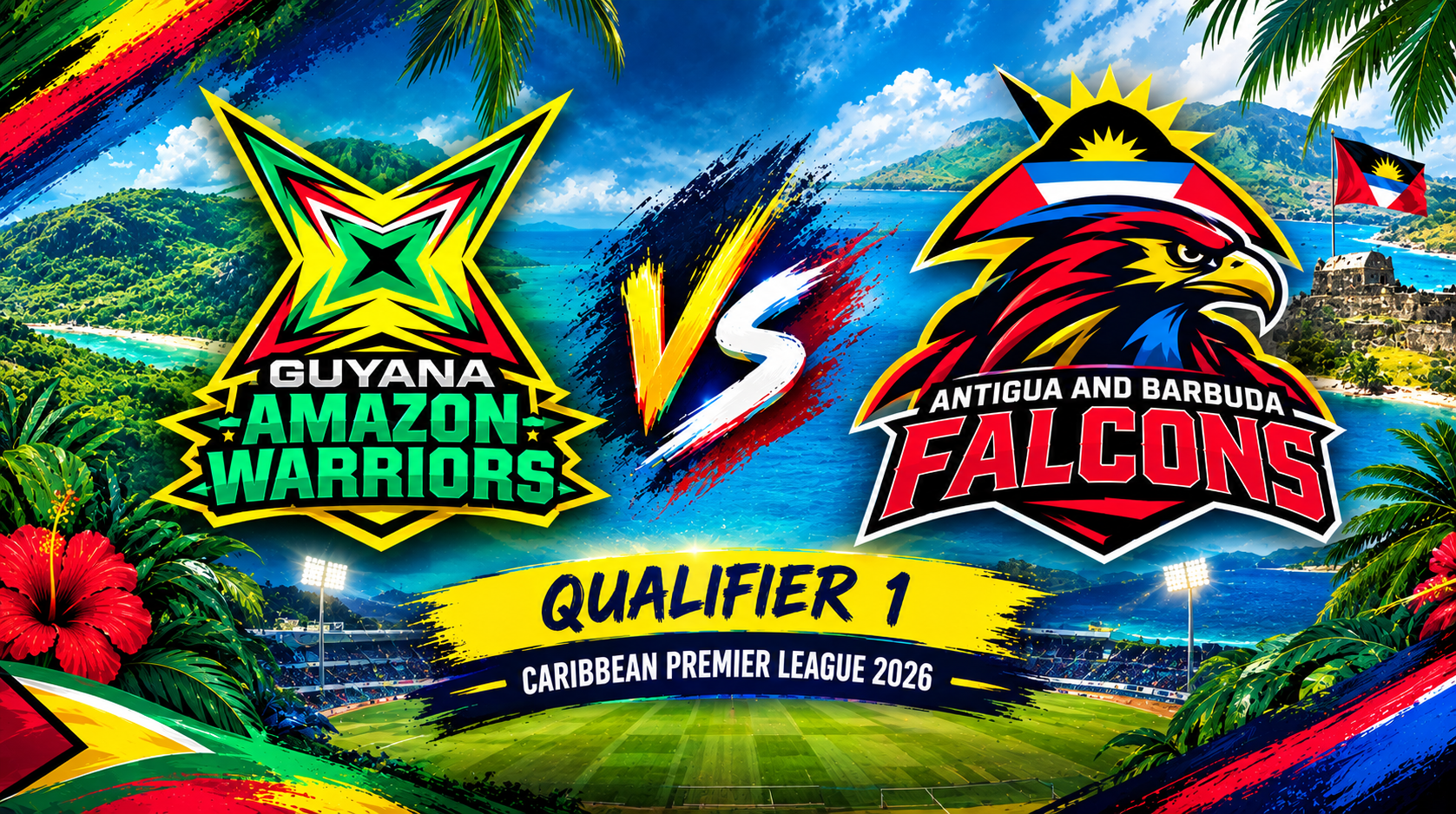 Guyana Amazon Warriors vs Antigua and Barbuda Falcons, Qualifier 1, Caribbean Premier League 2026 
