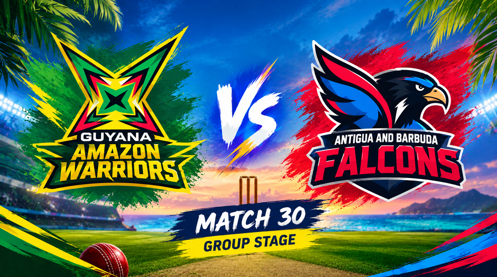 Guyana Amazon Warriors vs Antigua and Barbuda Falcons, 30th Match, Caribbean Premier League 2026 