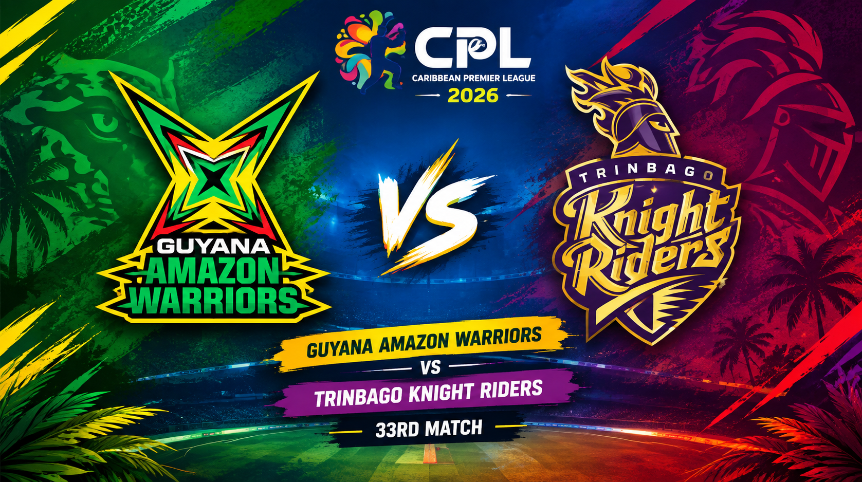 Guyana Amazon Warriors vs Trinbago Knight Riders, 33rd Match, Caribbean Premier League 2026