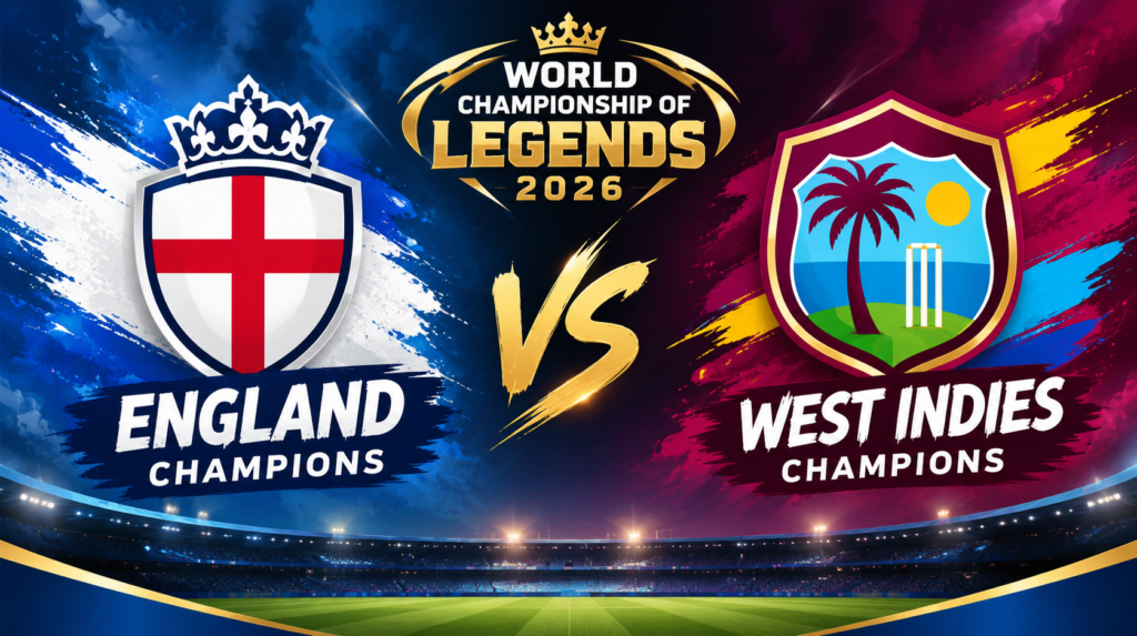 England Champions vs West Indies Champions, 8th Match, World Championship of Legends 2026