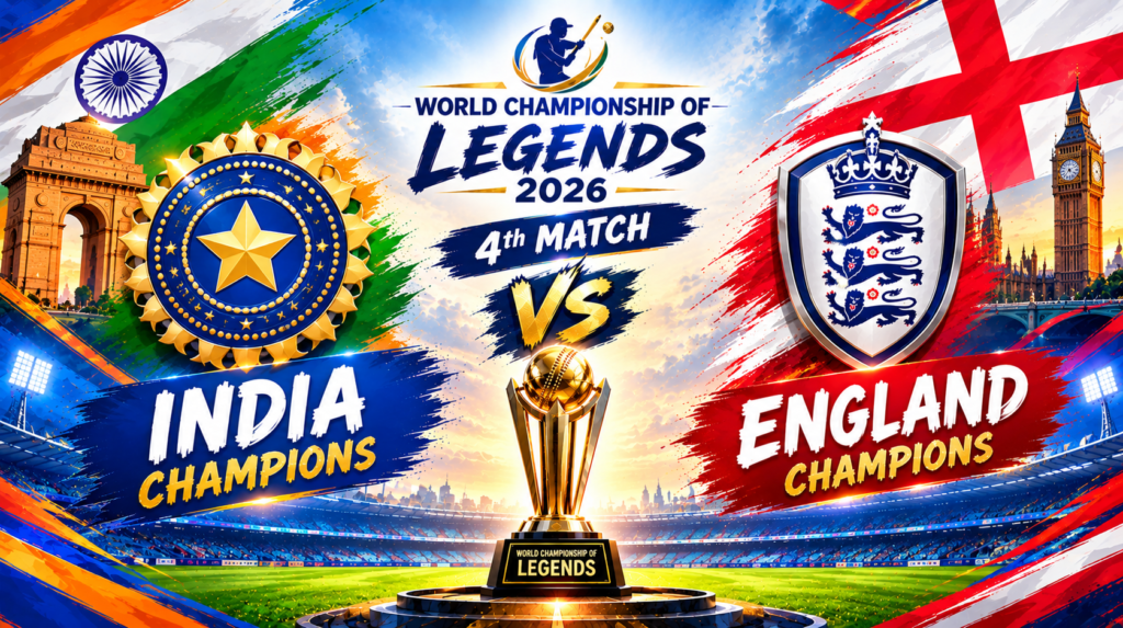 India Champions vs England Champions, 4th Match, World Championship of Legends 2026