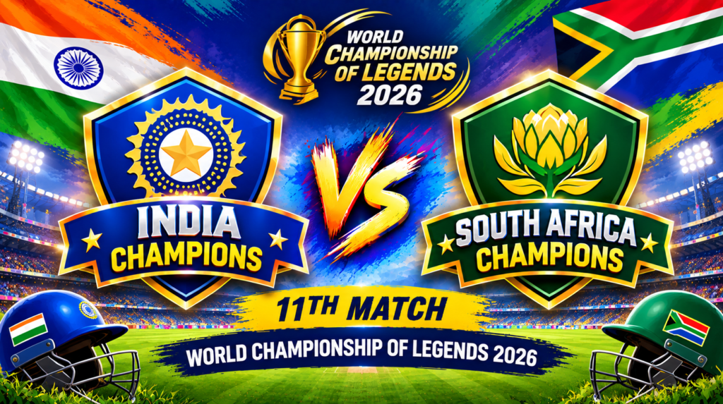 India Champions vs South Africa Champions, 11th Match, World Championship of Legends 2026