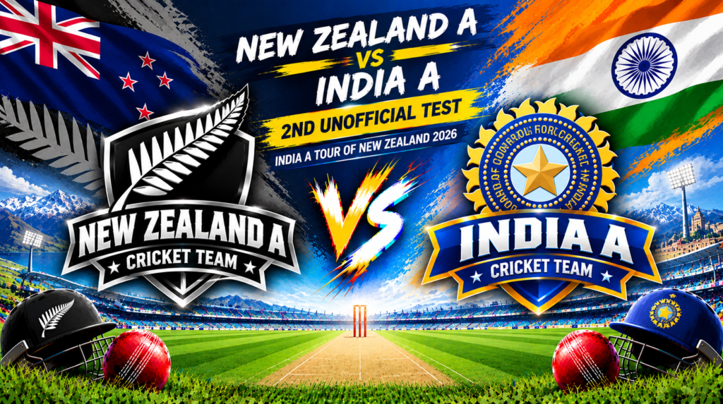 New Zealand A vs India A Cricket Test Poster