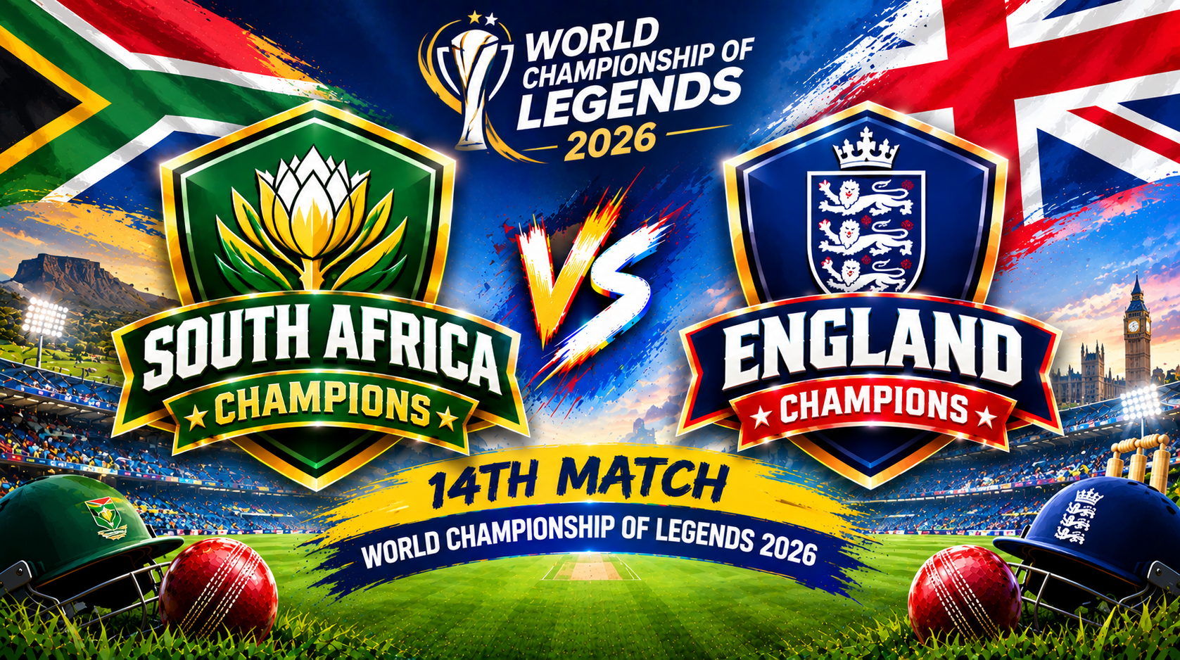 South Africa Champions vs England Champions, 14th Match, World Championship of Legends 2026 
