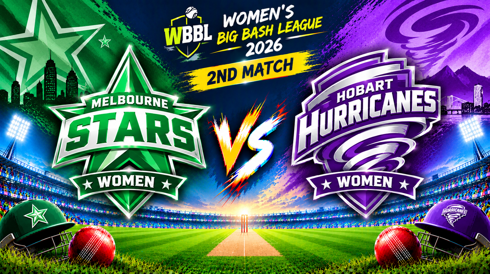 Melbourne Stars Women vs Hobart Hurricanes Women, 2nd Match, Women's Big Bash League 2026 