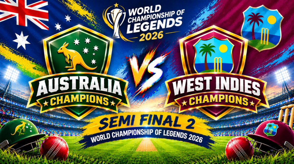 Australia Champions vs West Indies Champions, Semi Final 2, World Championship of Legends 2026